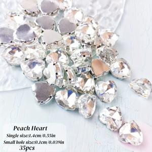 TEMU 35개, 14mm 복숭아 모양 수제 고투명 유리 라인스톤 투명 컬러, 반짝이는 DIY 지갑 만들기 재료, 웨딩드레스, 가방, 모자, 표면 장식 제품, 의류 액세서리, 바닥 작은 구멍 크기 1mm, DIY 지갑 만들기, 의류 장식,우아한 장식,빛나는 장식,정밀 절단된 돌,핸드소운 라인스톤,공예용 라인스톤,장식 용품,패션 ,DIY 크래프터스