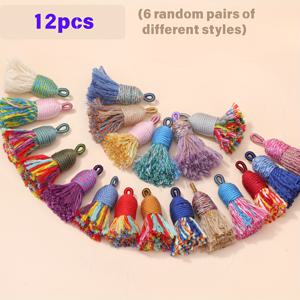 TEMU 12개 티베트 스타일 미니 태슬 펜던트 - 팔찌, 귀걸이, 보석, 목걸이, 열쇠고리, 의류 및 홈 데코 공예용 수제 컬러풀 비즈 참, 1.4인치, 다양한 색상, 축제 휴일 테마, 축제 공예 재료|생동감 있는 비즈 디자인|손으로 만든 태슬, 태슬 참, 천/공예/열쇠용 태슬 장식, 태슬 북마크용 태슬 장식