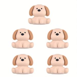 TEMU 5pcs EFREY 귀여운 3D 강아지 실리콘 비즈, DIY 보석 만들기용 동물 주제 장식 공예 비즈, 팔찌 및 목걸이용 부드러운 핑크 장식, 캠핑 및 해변 활동용 완벽, 캠핑 액세서리|즐거운 디자인|부드러운 실리콘 비즈, EFRE