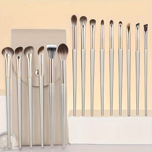 TEMU 15pcs 전문 메이크업 브러시 세트 - 나일론 브리스틀, ABS 핸들, 브러시 형태의 마스터리, 향수 없는, 모든 라이트 베이지 유형에 적합 - 아이 쉐도우 브러시, 아이라이너 브러시, 컨투어 브러시, 블렌딩 브러시, 도팅 도구 및 파우더 브러시