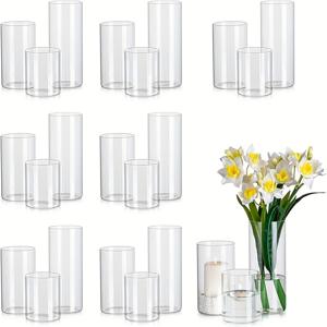 TEMU 투명 실린더 화병 세트, 방풍 캔들 홀더 24pcs, 테이블 센터피스 장식용 모던 플로팅 캔들 홀더, 웨딩 테이블 데코