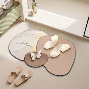 TEMU 나비와 퍼즐 디자인을 갖춘 미끄럼 방지, 빠른 건조, 흡수력이 뛰어난 다이아토마스 이스 바스 매트 - 샤워실 및 욕조에 적합, 내구성이 뛰어난 고무 혼합물, 여름 욕실 장식, 욕실 매트