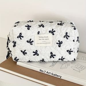 TEMU 여성용 기하학적 나비 지퍼 파우치 - 초경량 폴리에스터 접이식 지갑 키체인, 핑크 & 화이트 디자인 (청소년 및 성인용), 학교, 여행, 선물에 완벽한 선택 (설날, 추수감사절, 졸업)