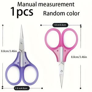TEMU 라운드 헤드 미니 안전 가위 - 다기능 스테인리스 스틸 공예 및 뷰티 가위, 보라색과 분홍색, 종이 정리와 디테일 작업에 완벽, 사계절 사용 가능