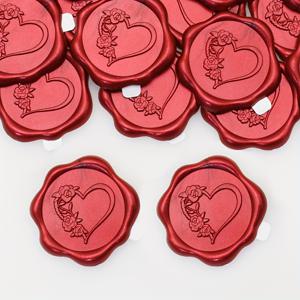 TEMU 꽃무늬가 있는 20개 하트 모양 자체 접착식 플라스틱 왁스 씰 스티커 - 웨딩 초대장, 크리스마스 카드, 선물 포장 및 파티 장식을 위한 광택 사랑 테마