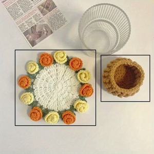 TEMU 완성된 수제 장미 부케 코스터, 접이식 2-in-1 코스터, 홈/오피스/파티 데코 필수품, 크리스마스/결혼식/생일 창의적 선물 재사용 가능 | 삶에 의식을 더하는 | 6가지 스타일의 가치 있는 코스터 세트