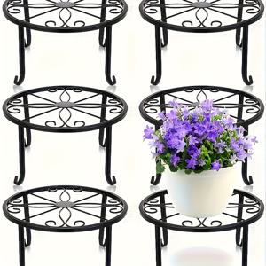TEMU 6개 세트 헤비듀티 철제 식물 스탠드 - 견고한 베이스가 있는 실내외용 라운드 메탈 화분 홀더, 건강한 식물 성장을 위한 내구성 있는 꽃병 지지대, 발코니 및 파티오 장식용 - 녹슬지 않는 재질|화분받침대