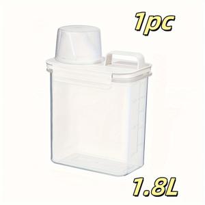 TEMU 1개 클래식 밀폐 세탁세제 디스펜서, 투명 파우더 보관함 포함, 내구성 플라스틱, 다양한 사이즈 (1.1L/1.8L/2.3L), 홈 정리용 1-4개 수납 박스