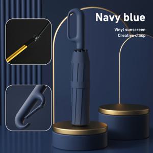 TEMU 5가지 색상, 자동 회전 링 버클 우산, 백팩 친화적 디자인, 10단 접이식 썬쉐이드 우산 (고무 손잡이), 스타일, 야외 여행에 완벽. 아버지의 날, 할로윈, 크리스마스 선물 추천