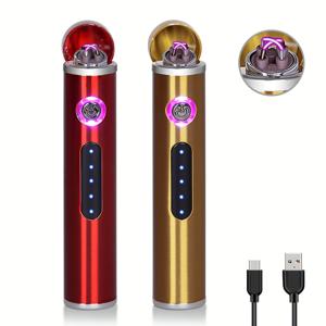 TEMU 미니 남성용 캔들 선물 충전식 플라즈마 아크 방풍 라이터, LED 전원 표시, 플립 커버 콜드 라이터