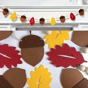 TEMU 사전 조립된 가을 펠트 화환, 단풍잎과 오크 볼 포함 - 러스틱한 가을 홈 데코, 벽걸이 가랜드, 추수감사절 및 할로윈을 위한 축제 문 장식, 크리스마스에 가장 적합한 홈용 가을 장식