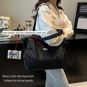 TEMU 여성용 나일론 핸드백 - 대용량 지퍼 클로저, 슬림 블랙 다용도 커뮤터 & 캐주얼 핸드백, 일상용, 여행 액세서리, 겨드랑이 캐리, 가벼운 캐리, 넉넉한 캐리올, 도시 커뮤터