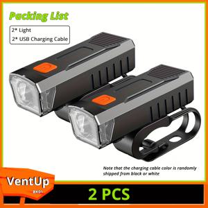 TEMU 2 팩 자전거 조명, 2pcs 자전거 헤드램프, USB 충전식, 쉬운 설치, 3가지 조명 모드, 자전거 조명, 모든 자전거, 산악, 도로, 자전거 애호가를 위한 적합