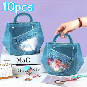 TEMU 대용량으로 식사 및 선물에 적합한 10개 세트의 데님 스타일 파티 선물 가방 - 생일, 휴일, 졸업에 이상적 - 생일 파티 용품 보관/가정 공예 정리/보석 포장/소규모 비즈니스 포장, 선물 포장 보관에 적합