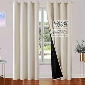 TEMU 2개 커튼 - 열 절연 창문 드레이프, 거실/침실/욕실용 프라이버시 창문 커튼, 그로멧 탑, 빛 차단 및 프라이버시 기능, 쉬운 설치 링 포함, 클래식 디자인, 내구성 있는 원단, 아파트 임차자용 홈 데코