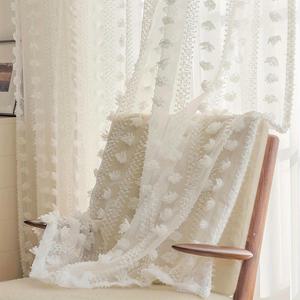 TEMU 1pc 프랑스 농촌 스타일 화이트 쉬어 커튼, 52인치 폭, 소프트 폴리에스터와 레이스 양털 직조, 바구니 포켓 디자인, 꽃 무늬, 프라이버시 드레스, 거실 및 침실용 프라이버시 드레스, 거실 드레스 | 스타일 | 레이스 양털 직조, 거실용 커튼