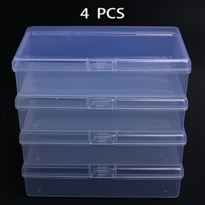 TEMU 4개 투명 플라스틱 보석함 - 안전 뚜껑 스택 가능 정리 케이스, 귀걸이/스터드/작품 소장용, 데스크탑 정리용 보석 보관함