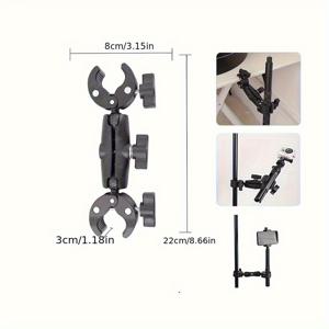 TEMU 360° 조절 가능한 매직 암과 더블 볼 어댑터를 특징으로 하는 다용도 야외 우산 홀더, 비옷, 막대, 테이블, 오토바이와 함께 사용하기에 이상적입니다.