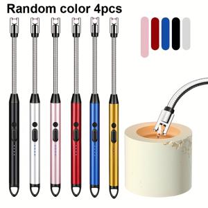 TEMU 2개/4개 USB 충전식 안전 잠금 방풍 무화염 아크 디자인 LED 배터리 표시 라이터 - 캔들 및 야외용