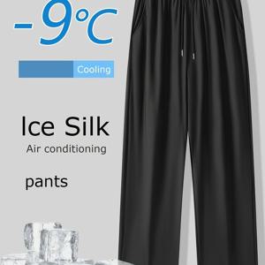 TEMU 남성용 여름 빠른 건조 스포츠 팬츠 - 아이스 슬리키 섬유, 고탄성 수분 흡수, 직선형 디자인의 비대칭 사이드 포켓이 있는 하이킹 및 러닝 트레이닝 바지 - 세탁기 사용 가능, 활동적인 라이프스타일 의류, 독특한 포켓 디자인, 통기성 소재