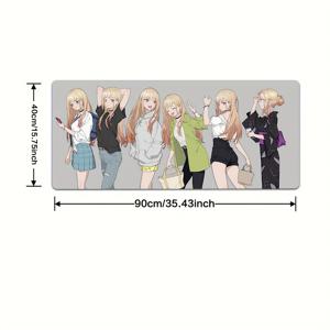 TEMU 1개 애니메 마린 블론드 걸 게이밍 마우스패드 - 미끄럼 방지 고무 베이스, 세탁 가능한 데스크 매트, 사무실/학교/홈 데코용 재미있는 애니메 디자인, 캐주얼 스타일 마우스 패드