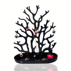TEMU 다기능 산호 나무 모양의 보석 디스플레이 스탠드 - 목걸이, 팔찌, 펜던트용 오각형 플라스틱 정리함 - 창의적인 데스크탑 보관 랙, 전기 없음, 보석 탑