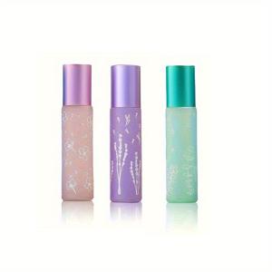 TEMU 3개 세트 롤온 에센셜 오일 & 향수 샘플 디스펜서 병 - 황산염 무함유, 손세탁 전용, 꽃무늬 & 기하학적 디자인의 라운드 여행용 컨테이너, 할로윈 외출 및 할로윈 액세서리, 슬림한 병 디자인, 내구성 있는 유리병, 에센셜 오일 액세서리, 향수 롤온 병, 롤온 병, 롤온 병, 여행 액세서리, 여행용 병