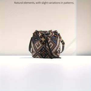 TEMU 패턴 나일론 끈 조임 크로스바디 백 - 여행, 출근 및 캐주얼용 가벼운 여성 숄더백, 기하학적 디자인 핸드워시 가능, 휴대용 액세서리, 튼튼한 구조, 일상용 가방, 내구성 있는 소재, 다목적 퍼스, 패션 여성용