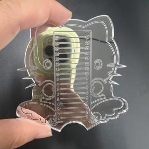 TEMU 1개 실버 아크릴 미러 네일 팁 자, 동일한 길이 네일 팁 다듬기용, 귀여운 고양이 네일 길이 측정 도구, 살롱 및 홈 네일 아트용