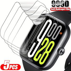 TEMU 5pcs 업그레이드 스마트 워치 하이디피니션 하이드로젤 필름, Redmi Watch 3/Watch 3 Active/Watch 4/Watch 5/Watch 5 Active와 호환 가능, 온라인에서 사용 가능, 중국에서 제조, 유명인사에 의해 홍보, 회원 전용, 풀 스크린 보호, 스크래치 방지, 매우 반응적인 터치, 완벽한 적합, 쉽게 적용 가능.