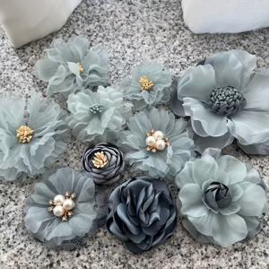 TEMU 10개 블루 플로럴 장식 - 레이어드 페탈 소프트 파스텔 꽃, 우아한 DIY 웨딩·생일·파티 - 내구성 폴리에스터 원단 꽃다발, 센터피스, 홈데코용 - 사계절 화환, 헤어밴드 액세서리, 리얼리스틱 디자인, 반짝이는 포인트, 결혼식 장식, 수제 디테일, 인공 꽃다발, 공예 애호가를 위한 장식용 꽃