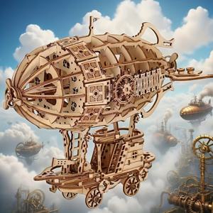 TEMU 3D 목재 조립 공기선 모델 키트 - 성인용 머리 회전력 향상 수제 공예 기계