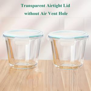 TEMU 2개 세트 밀폐 유리 식품 보관 용기 - 누수 방지 뚜껑, 내열성, 쌓을 수 있는 라운드 형태, 미끄럼 방지, 냉동고·전자레인지·오븐 사용 가능, BPA 프리 보로실리케이트 유리, 주방 정리용, 홈쿡에 적합한 튼튼한 디자인