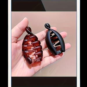 TEMU 빈티지 스타일 프린트 바나나 헤어 클립 - 매트 블랙 레트로 헤어핀 여성용, 미끄럼 방지 오발 번 클로 클립, 가벼우면서도 내구성이 뛰어난 헤어 액세서리, 캐주얼 또는 공식 헤어 스타일, 헤어 스타일 클립, 우아한 헤어피스, 내구성이 뛰어난 헤어핀|머리핀