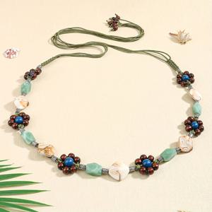 TEMU 1개 여성 허리띠 - 핸드메이드 빈티지 에스닉, 다크 브라운/틸/비즈 - 웨딩, 파티, 데일리 - 플러스 사이즈 가능 - 플로럴, 드레스, 스커트용 - 세탁 불가, 드레스 액세서리, 장식 비즈워크, 꽃무늬 패턴, 수공예품, 보호 러버를 위한 패션 액세서리