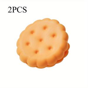 TEMU 2개 화이트/옐로우/블랙 쿠키 모양 스낵 클립 - 밀폐 방습 식품 가방, 견과류, 땅콩, 쌀, 차용 - 가정용 내구성 플라스틱 주방 보관 클립