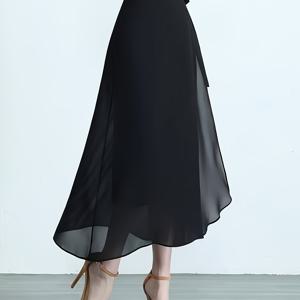 TEMU 여성을 위한 얇은 하이웨이스트 슬릿 랩 스커트, 배를 덮고 얇고 세련된 미드 레ング스 스커트를 만드는 원피스 레이스업 스커트와 치프론 스커트|여름원피스