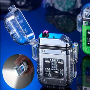 TEMU 다기능 전기 더블 아크 플라즈마 라이터, USB-C 충전식 손전등, 방풍 타입 C 충전, 야외 캠핑용, 장시간 배터리, 남녀 생일 선물|후레쉬