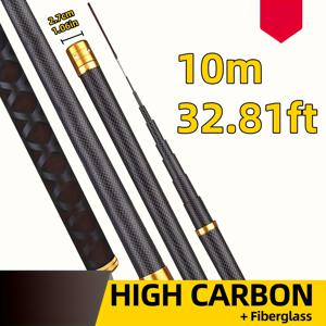 TEMU 2.7m-10m 카본 카프 낚싯대, 초경량 강력한 짧은 섹션 스트림 로드, 고품질 텔레스코픽 휴대용 여행용 카프 낚시 장비|낚시대