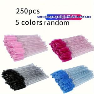 TEMU 250개, 5가지 색상 일회용 눈썹 연장 브러시, 눈썹 연장 브러시, 스푸일 아이브로우 눈썹 메이크업 세트