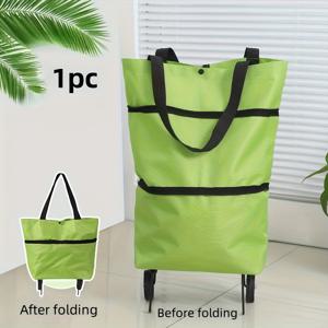 TEMU 폴리 포함 휴대용 접이식 쇼핑 카트 - 가벼운 무게, 내구성 있는 옥스포드 천, 인체공학적 손잡이 & 안전 지퍼, 장보기 및 여행용, 노인 지원 쇼핑 카트, 효율적인 보관 디자인, 튼튼한 프레임 구조