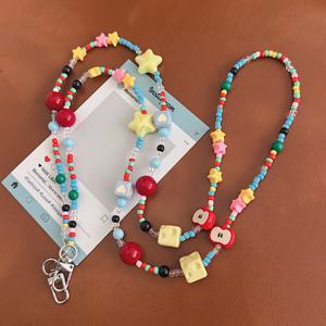 TEMU 컬러풀 애플 비즈 DIY 크로스바디 체인, 여성용 휴대폰 스트랩 펜던트 백 체인 - 비즈 아웃도어 여행 사진 촬영 쇼핑 액세서리