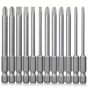 TEMU 12개 세트 ASDTODW 스크루드라이버 비트 세트, S2 스틸, 3인치 길이 슬롯 및 필립스 헤드, 1/4 육각 샹크, 산업용 정밀 드릴링, 전동 드릴 호환성|정리된 도구 세트|S2 스틸 도구, ASDTODW