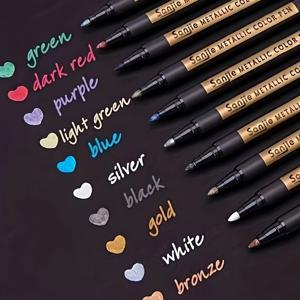TEMU 10개 세트 금속 마커 - 혼합 색상, 중간 두께, 플라스틱 표면용, 페인팅, 스톤 공예, 카드 만들기, 스크랩북 및 DIY 포토 앨범에 적합