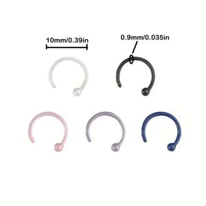 TEMU 10개/5쌍 - 저자극 C형 귀걸이, 세라믹 소재 - 스타일, 디자인, 독특한 귀 장식 - 9mm 코링/입술링, 연골 귀걸이, 귀 구멍 관리 및 감염 방지, 일상 및 스포츠용, 크리스마스와 할로윈을 위한 완벽한 선물