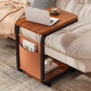 TEMU 현대적인 C형 이동식 사이드 테이블 - 듀얼 티어 수납 선반, 내구성 강한 소프트우드 상판 & 튼튼한 금속 베이스, 공간 절약 디자인 거실/침실/홈오피스용, 간편 조립 필요, RV 필수품, 세련된 디자인, 부드러운 이동성, 컴팩트 정리함, 캠핑 여행자