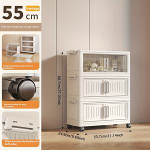 TEMU 1개 클래식 3/4/5단 접이식 수납 캐비닛 (양문형) - 튼튼한 플라스틱 구조, 공간 절약형 수직 디자인
