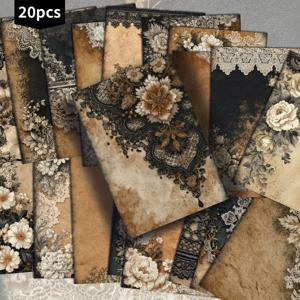 TEMU 20팩 ASSTSS 빈티지 블랙 & 화이트 레이스 플로럴 엽서 - 4x6 인치 레트로 핀업 사진, 개인화 가능한 잡지 페이지, 스크랩북 & 공예 카드, 앨범용 수집 가능한 앤티크 사진 시트