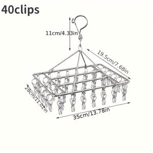 TEMU 스테인리스 스틸 세탁 건조대 클립 포함, 광택 메탈 회전 후크, 방풍 잠금 디자인, 분리 가능한 클립, 내구성 있는 옷과 양말 걸이 - 실내/외부 사용
