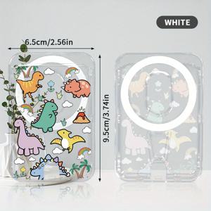 TEMU 공룡 패턴 투명 강력 자석 카드 홀더 - 내구성 있는 PC 하드 고무, 1~3장의 카드를 보관할 수 있음, 일상 출퇴근 및 레저용 이상적, 비즈니스 사용, 공룡 장식, 인덱스 카드(블랙/티), 비즈니스 액세서리, 액세서리, 매끄러운 마감, 직장 액세서리, 카와이 스타일, 슬림한 액세서리, 다용도 액세서리